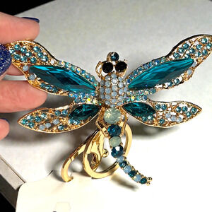 Dragonfly Keychain Bag Charm Blue Crystal Gold Boho Fairycore Y2K Gift Bling